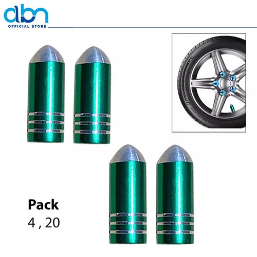 Green Bullet Tyre Dust Caps for Car Bike BMX Valve stem Aluminium Metal