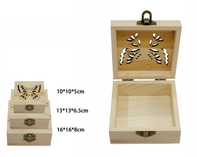 Set De 3 Cajas De Madera Decoupage Para Joyas Grabadas Caja Cofre 53357A DFH