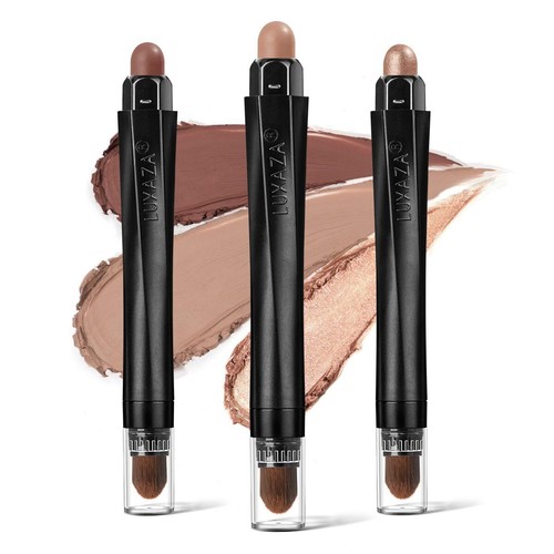 3Pcs Neutral Brown Eyeshadow Stick Set Matte And Shimmer Creamy Eyeshadow Pen...