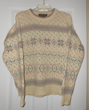 Vintage 1990  s 1990s EDDIE BAUER Wool Nordic Snowflake SWEATER Medium M