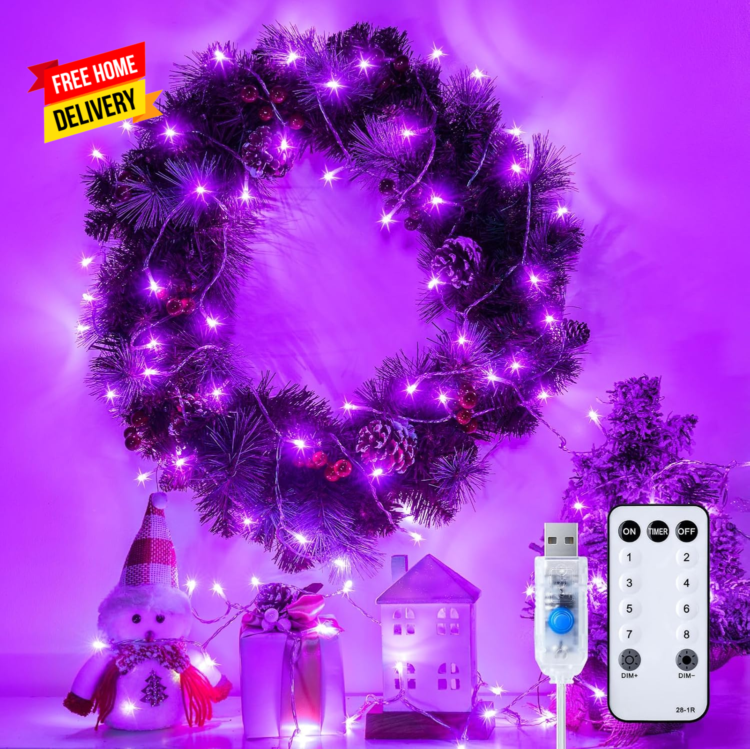 100 LED String Lights - 39.5 Ft USB Plug in Twinkle Fairy Lights with 8 Modes an