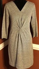 NWT Christopher & Banks 3/4 Sleeve Knit Herringbone V Neck Dress Small