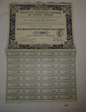 250 Francs Aktie Soci&eacute;t&eacute; de Recherches Mini&egrave;res du Plateau Central 1911 (127810)