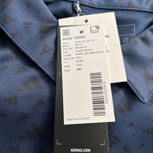 NEW ADIDAS Core Allover Print Polo Golf Shirt, Men's Medium, Navy / Black, NBY58 - Picture 7 of 12