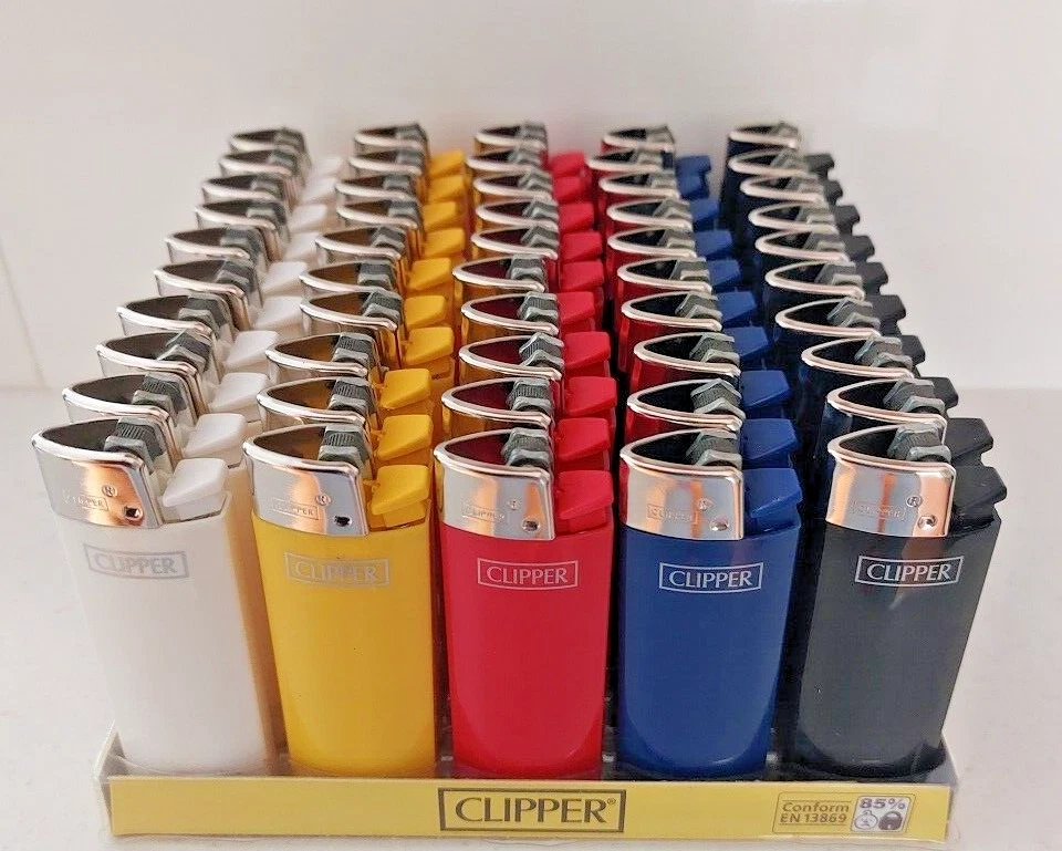 CLIPPER BRIO LIGHTERS SOLID COLORS wholesale 50 lighters quality high tech - Picture 1 of 8