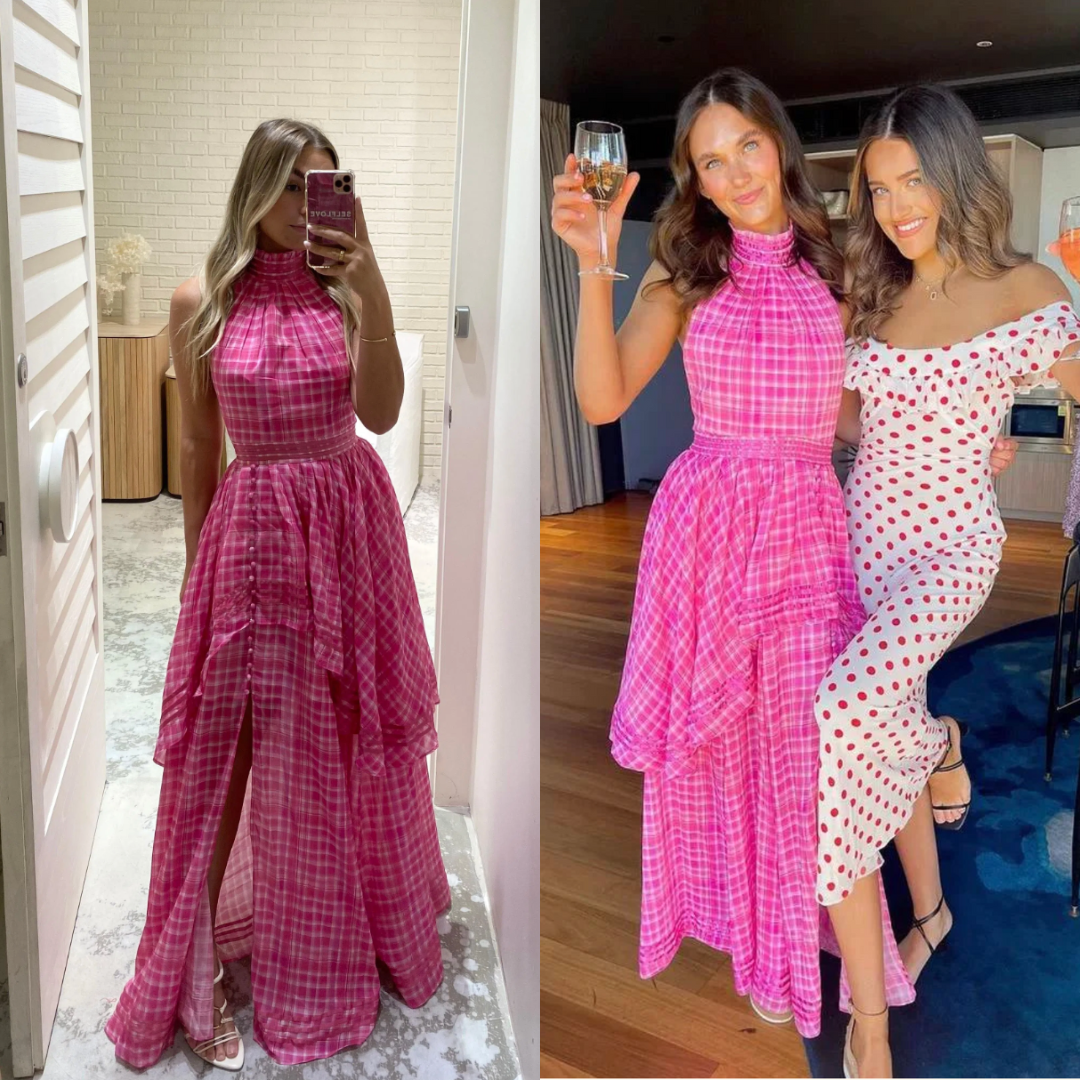 aje pink halter dress As Seen On. Gaia Sgalia wears the Behold Maxi Dress. Available now online and in Aje stores. @sgaliagaia