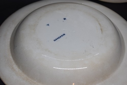 Wedgwood Mandarin Blue Transferware Rimmed Soup Bowls Set of 2 1860s - Picture 12 of 14