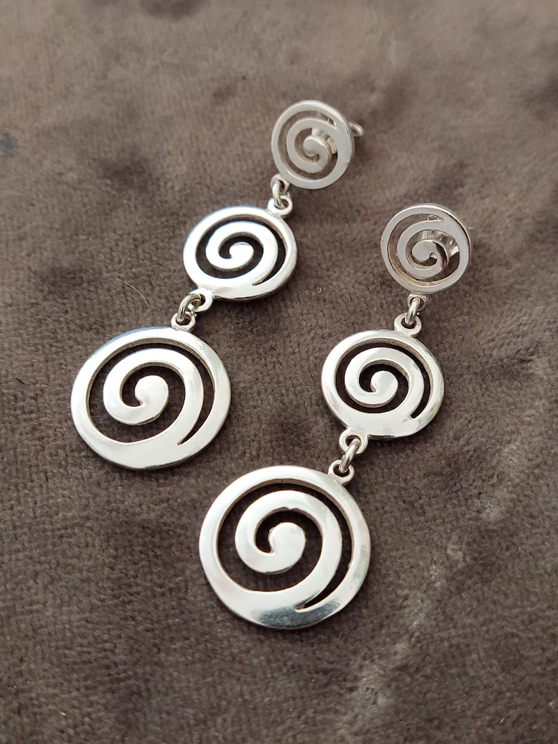 Greek Silver Earrings Triple Spiral Jewelry From Greece Circle Of
