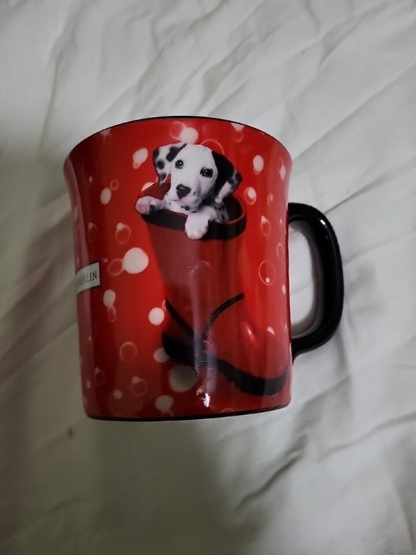 Dalmation Puppy Red Boot Coffee Mug Keith Kimberlin Encore Group firefighters