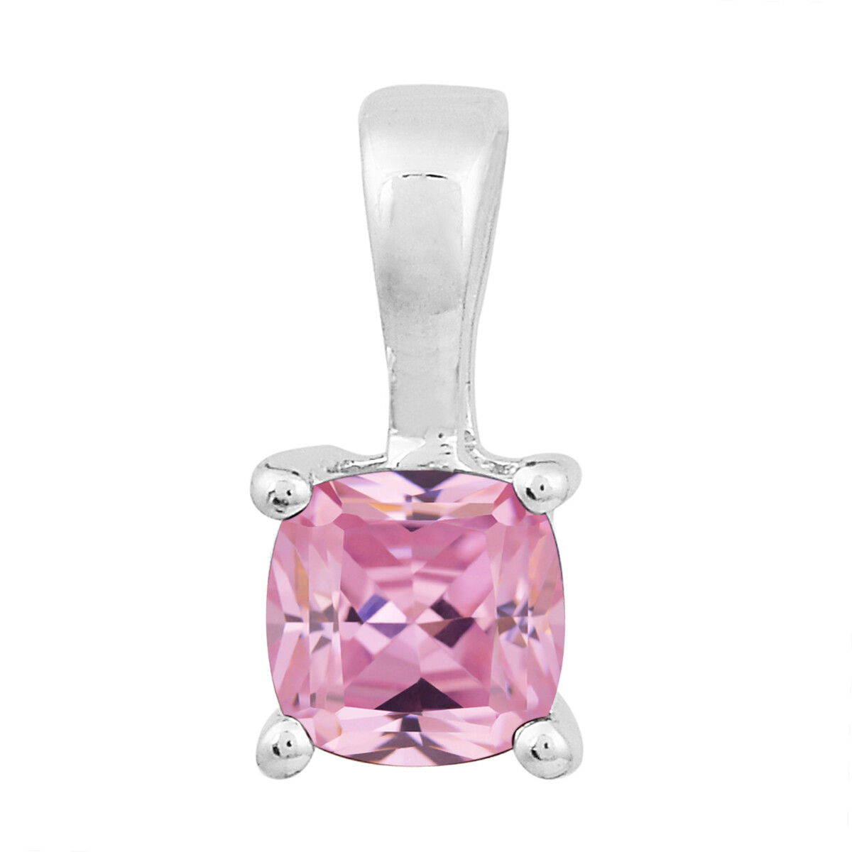 Cushion Cut Pink Cz Gemstone 925 Sterling Silver Women Pendant