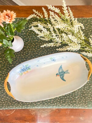 Antique Bavarian Hand-Painted Porcelain Platter   N. Niederfeld Artist Signed