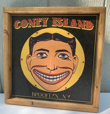 Rustic Style Coney Island Tilly Tillie Wooden Sign Home Decor Framed - 12''x12'' b
