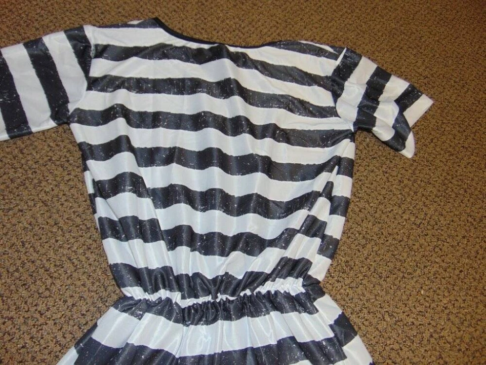 Костюм для Хэллоуина Convict Jailbird Prisoner OS белое черное платье 3 шт. женское - Изображение 4 из 4