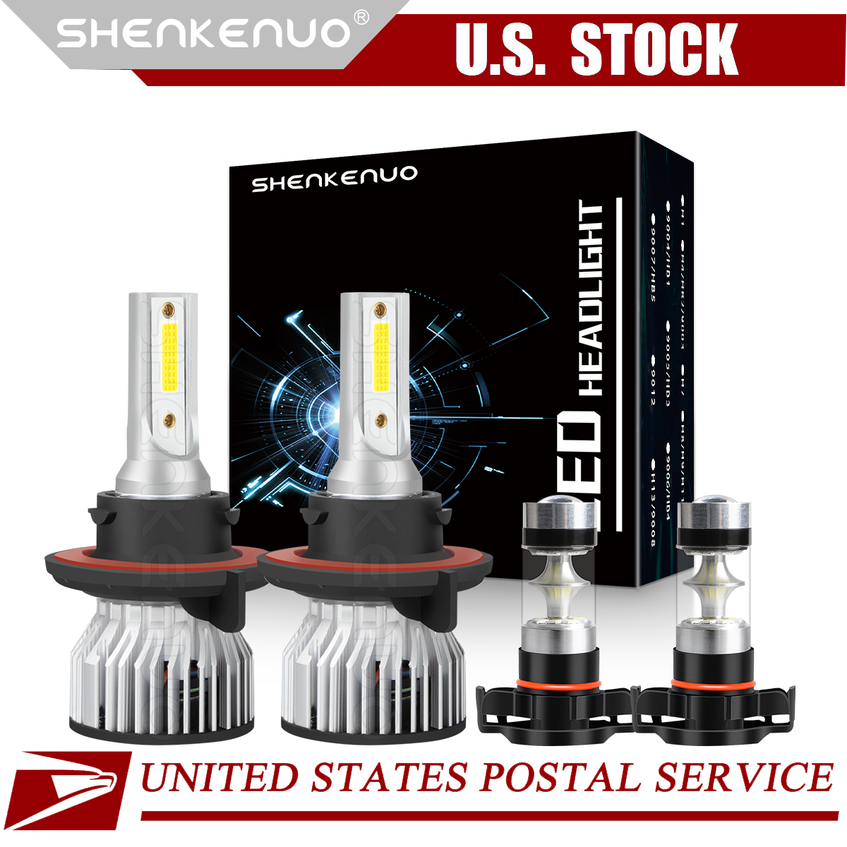 6000K FOR GMC Yukon 2007 - 2014 LED Headlight Hi/Lo +Fog Light 4 Bulbs Combo Kit
