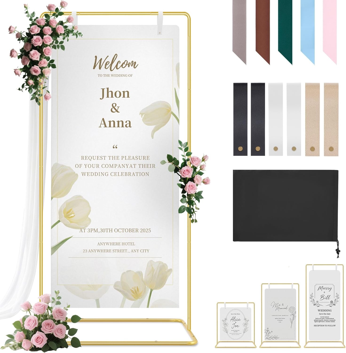 Wedding Welcome Sign Stand Holder - Adjustable Easel for Wedding Signs Stand &