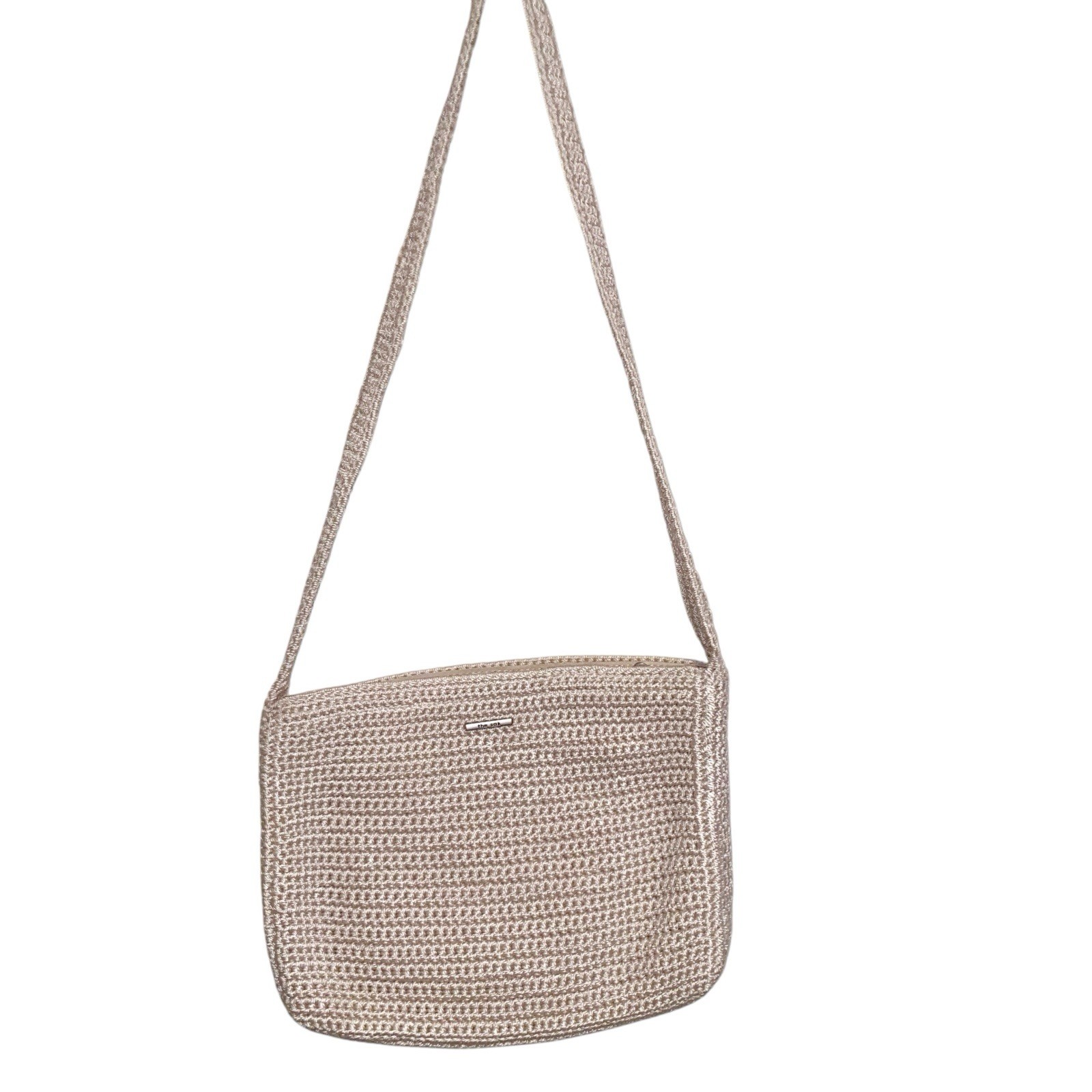 The Sak Bag Womens Purse Casual Classic Crochet Knit Woven Shoulder Beige Boho