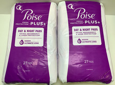 Poise Incontinence Day  Night Pads for Women, 6 , Ultimate Long, 54 Pads