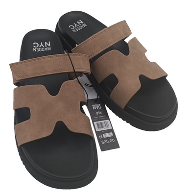 NWT NIB Madden NYC Women's Footbed Sandals Slip-On Medium Width Brown Size 9.5