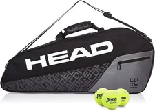 Head Core 3R Pro Tennis Racquet Bag Fits 3 Rackets Black Grey NEW !