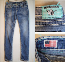 Vintage True Religion JULIE SUPER T Cropped Skinny Stretch Jeans 30x33 USA Made