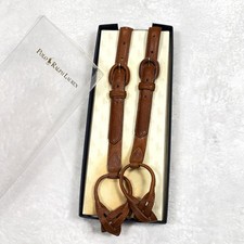 Vintage Polo Ralph Lauren Suspenders 3/4 Leather Brace Buckle Made In USA