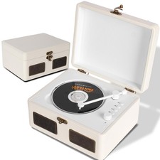 Time Vintage Portable Music Box   CD with Speakers, Bluetooth Transmitter, Re...