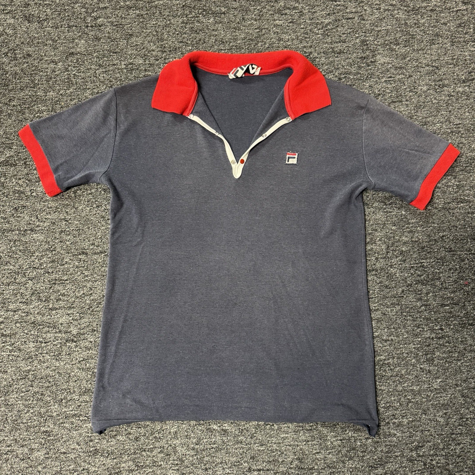 Vintage 80s Blue Faded Fila Golf Tennis Pickle Ball Polo Shirt Mens - Size 42