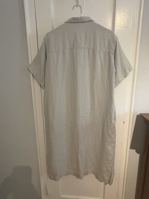 Muji Shirt Dress 100% Linen Shift Sz S Pockets Relaxed Lagenlook Silver  Gray NWT | eBay