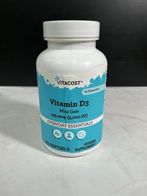 Vitacost Vitamin D3 Mini Gels - 125 mcg - 5,000 IU - 100 Softgels EXP. 11/2026