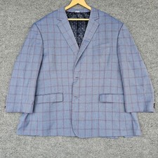 Oak Hill Plaid Blazer 3XL 54 56 Big Tall Blue Windowpane Check Sport Coat Purple