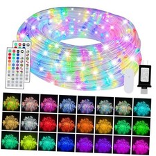 100ft 25 Colors LED Rope Lights, 100ft Rope Lights 12ft Extension Cord