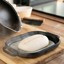 2-in-1 Cast Iron Bread Baking Pot Pre-seasoned Dutch Oven Baking Tray Pan w/ Lid