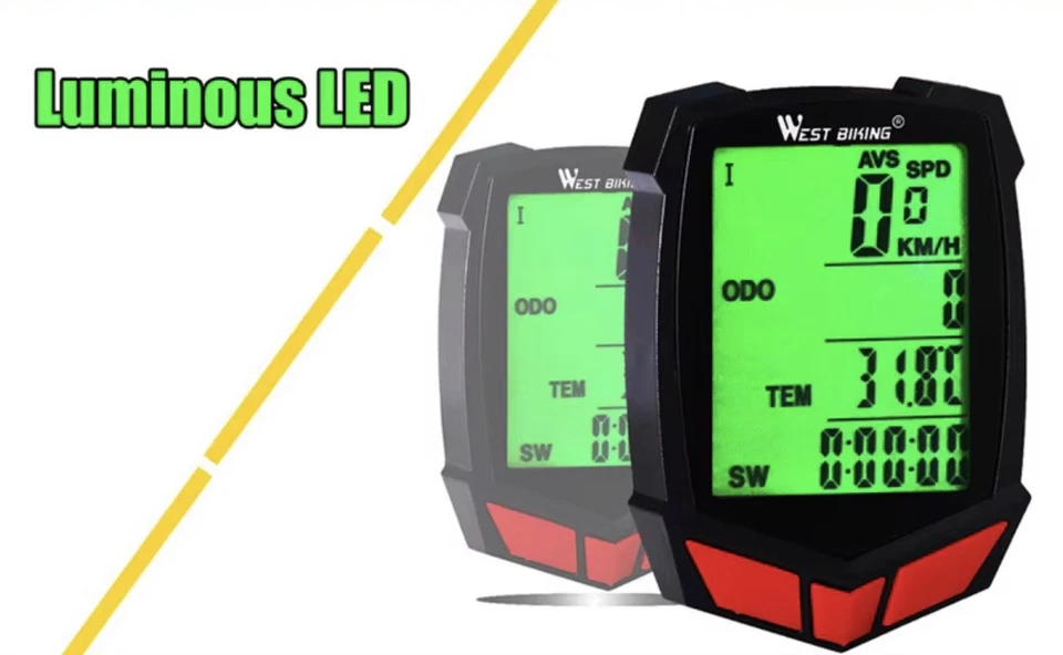 Kabelloser Fahrradcomputer West Biking LCD Tacho Kilometerzähler Radfahren - Bild 3 von 4