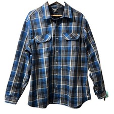 Eddie Bauer Mens sz XL Blue Plaid Long Sleeve Collared Button Up Shirt outdoor