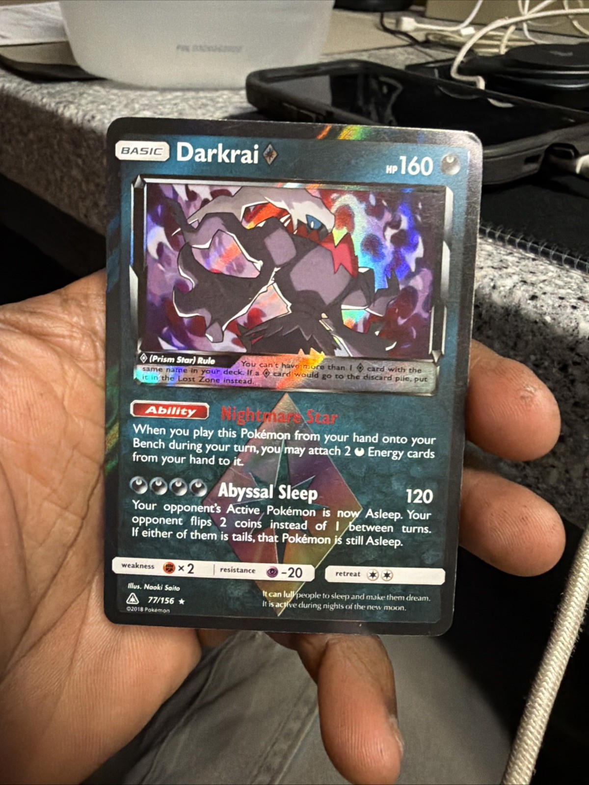 Pokemon Darkrai Prism - 2018 -Sun & Moon - Ultra Prism - 77/156 -Lp