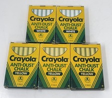 VTG 80s Crayola USA Binney  Smith Yellow  White Anti-Dust Chalk 5 Boxes Lot