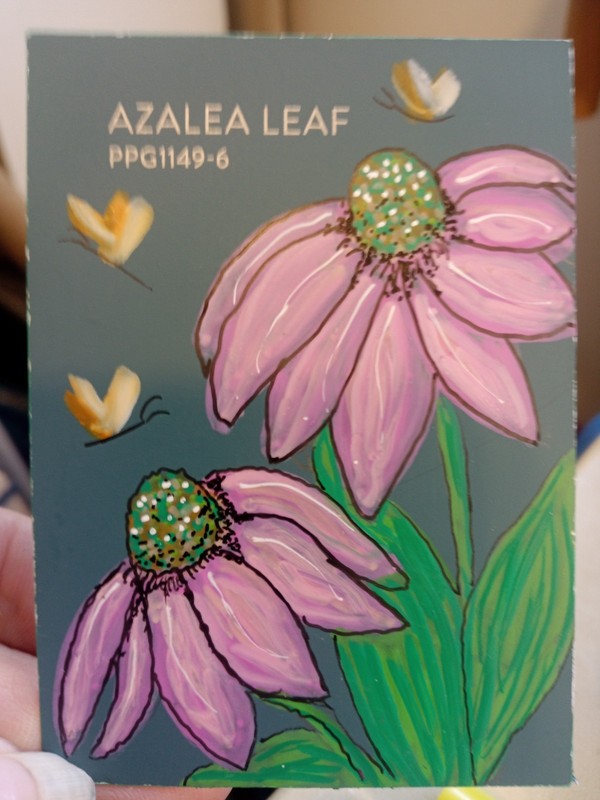 ACEO  ATC  Flowers and Butterfliesoriginal painting new 3.5" x 2.5" myfancy
