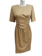 1990s Vintage Valentino Boutique Camel Day Dress with Pocket Detail, UK10