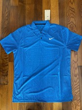 Nike Dri-Fit ADV Tour Textured Blue Polo Golf Shirt Men's Large New