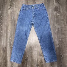 VTG LL Bean Fleece Lined Jeans Mens 33 x 31 High Waist Made in USA Blue 90s