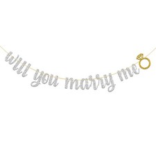 Silver Glitter Will You Marry Me Banner For Bachelorette Party Decor Bridal Show
