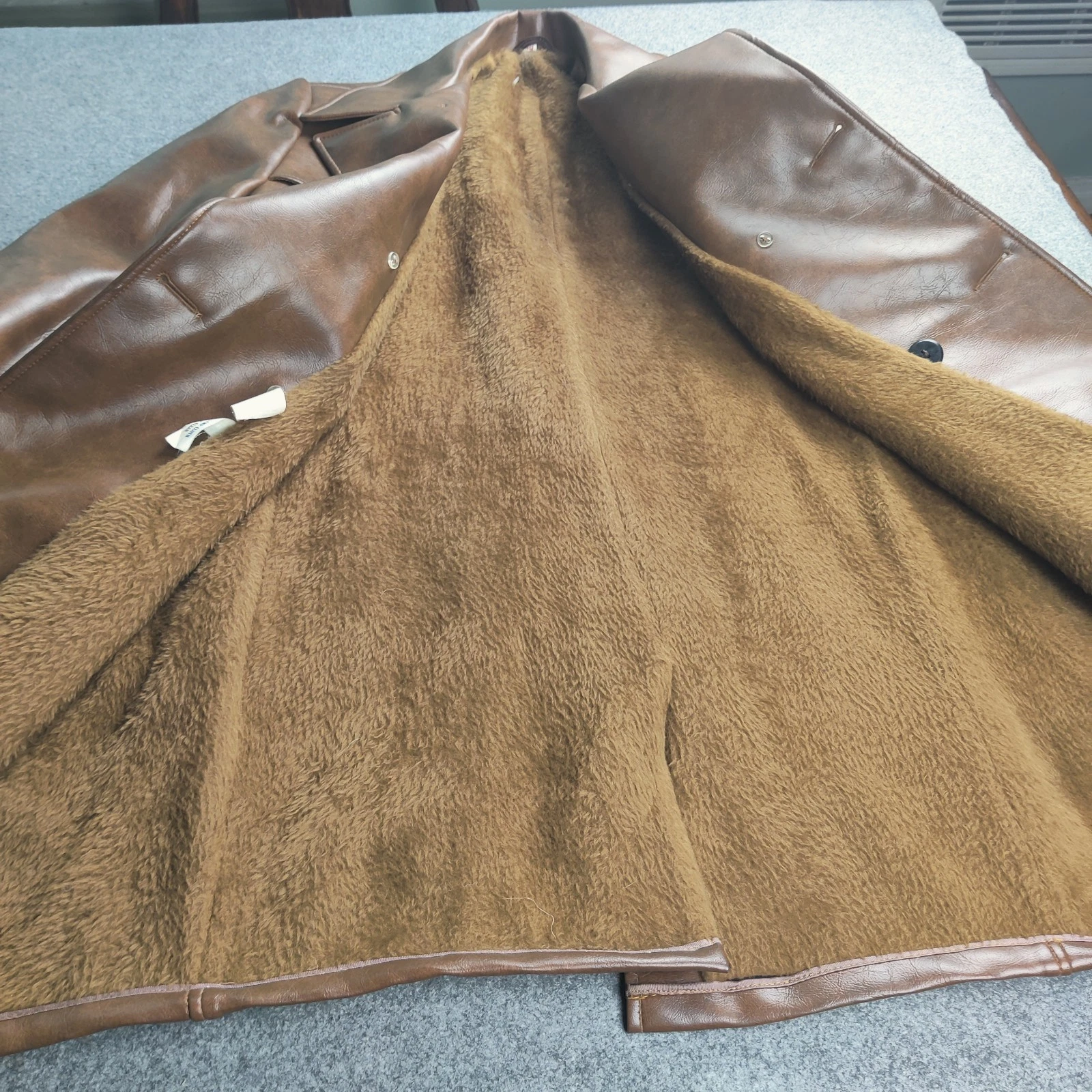 Vintage Le Sauvage Faux Leather Jacket  Men 40 Brown Disco Mob 70s Barnstormer image 7