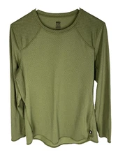 REI Co-Op Shirt Womens M Green Base Layer Top Long Sleeve Crew Active Vented