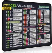 Excel Cheat Sheet Desk Pad | Shortcuts Mousepad for Excel | PC Office Spreadshee
