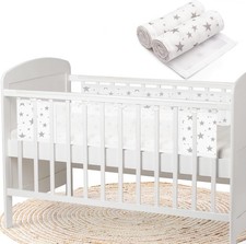 WYSWYG Breathable Mesh Cot Bumper, 2 Pieces of Adjustable Baby Cot Bumper Set f