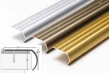 Aluminium Bullnose Stair Nosing 62mm x 38mm x 118cm Curved Step Edge Trim