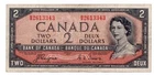 1954 CANADA 2 DOLLARS DEVILS FACE NOTE - p67a VF