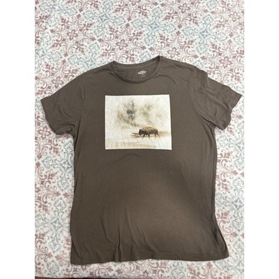 Old Navy Mens Soft-Washed Buffalo Bison Graphic T-Shirt Brown Large Short Sleeve