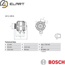 ALTERNATOR 0 986 082 220 FOR FORD B-MAX/Van C-MAX/II/GRAND FIESTA/VI MONDEO/IV  