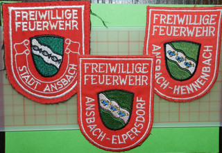 Konvolut 3 Feuerwehr Abzeichen Patch Deutschland Ansbach Set Ortsteile